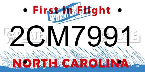 2CM7991 North Carolina License Plate