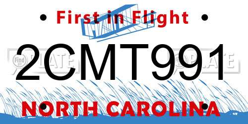 2CMT991 North Carolina License Plate