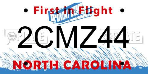 2CMZ44 North Carolina License Plate