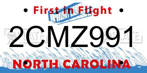 2CMZ991 North Carolina License Plate