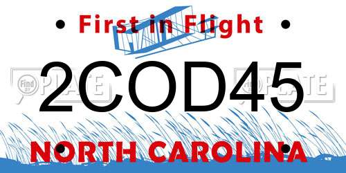 2COD45 North Carolina License Plate