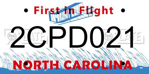 2CPD021 North Carolina License Plate