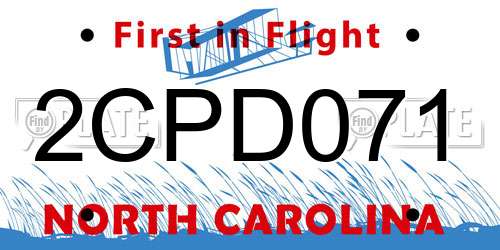2CPD071 North Carolina License Plate