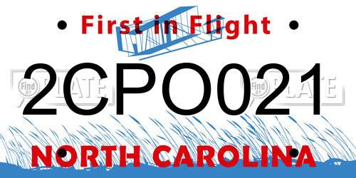 2CPO021 North Carolina License Plate
