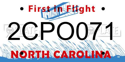 2CPO071 North Carolina License Plate