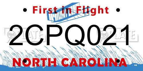 2CPQ021 North Carolina License Plate