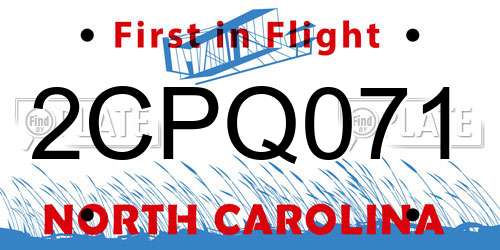 2CPQ071 North Carolina License Plate