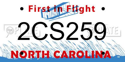 2CS259 North Carolina License Plate