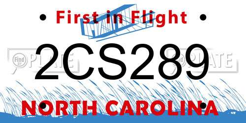 2CS289 North Carolina License Plate
