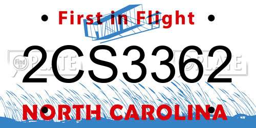 2CS3362 North Carolina License Plate