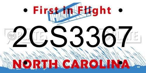 2CS3367 North Carolina License Plate