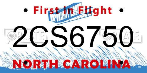 2CS6750 North Carolina License Plate