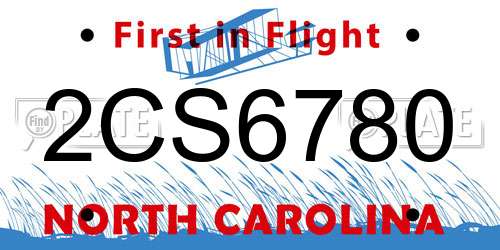 2CS6780 North Carolina License Plate