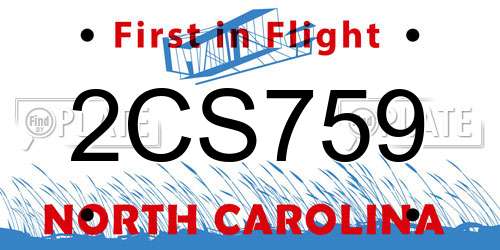 2CS759 North Carolina License Plate