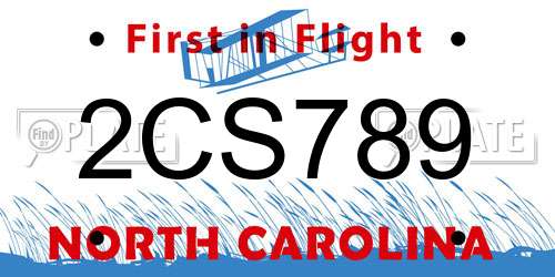 2CS789 North Carolina License Plate