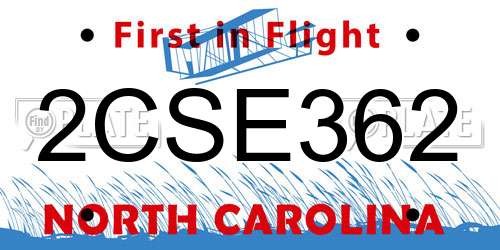 2CSE362 North Carolina License Plate