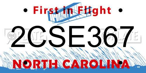 2CSE367 North Carolina License Plate