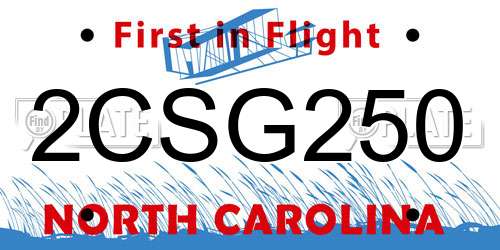 2CSG250 North Carolina License Plate