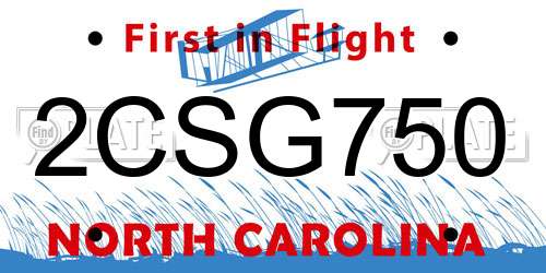 2CSG750 North Carolina License Plate