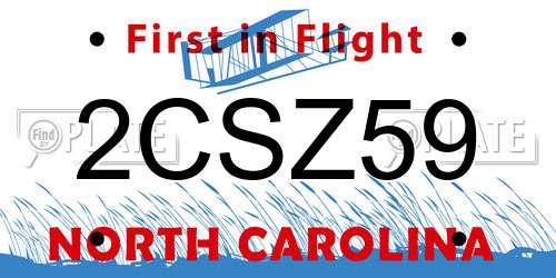 2CSZ59 North Carolina License Plate