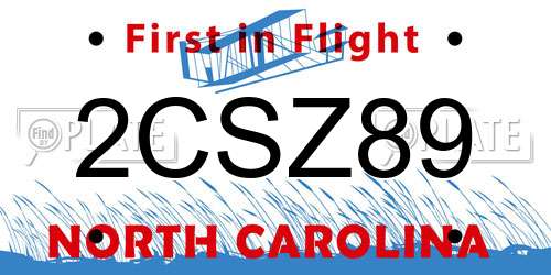 2CSZ89 North Carolina License Plate