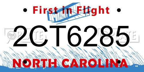 2CT6285 North Carolina License Plate