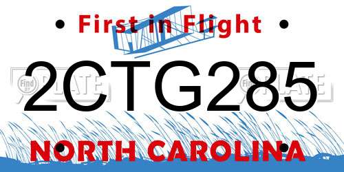 2CTG285 North Carolina License Plate
