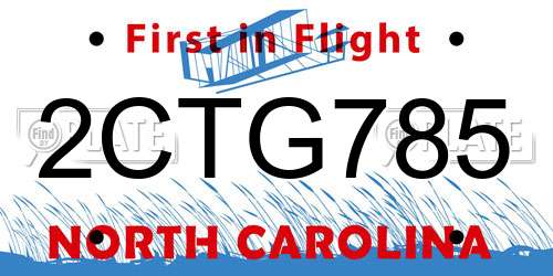 2CTG785 North Carolina License Plate