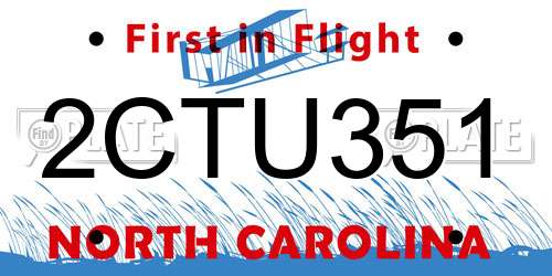 2CTU351 North Carolina License Plate