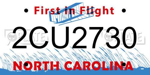 2CU2730 North Carolina License Plate