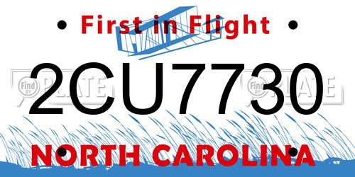 2CU7730 North Carolina License Plate