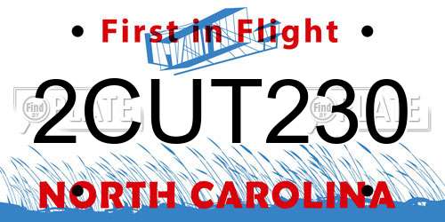 2CUT230 North Carolina License Plate