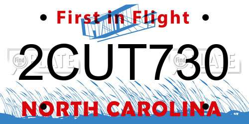 2CUT730 North Carolina License Plate