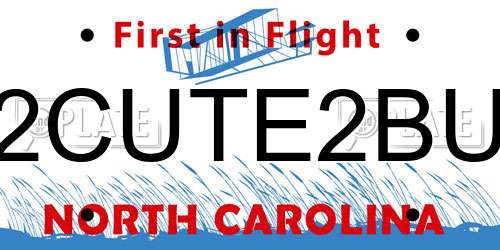 2CUTE2BU North Carolina License Plate