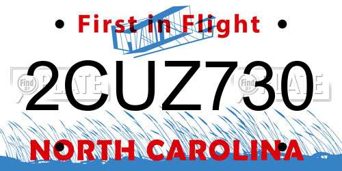 2CUZ730 North Carolina License Plate