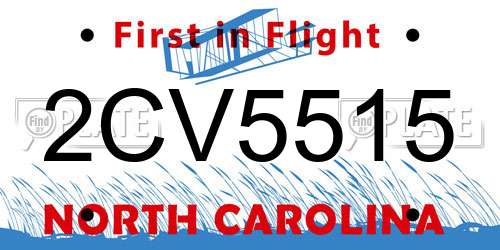 2CV5515 North Carolina License Plate
