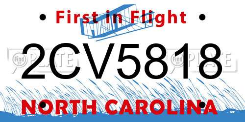 2CV5818 North Carolina License Plate