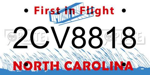 2CV8818 North Carolina License Plate