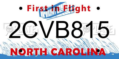 2CVB815 North Carolina License Plate