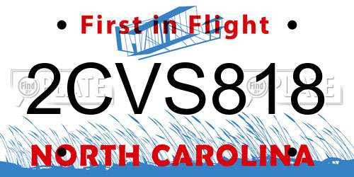 2CVS818 North Carolina License Plate