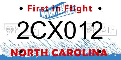 2CX012 North Carolina License Plate