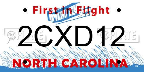 2CXD12 North Carolina License Plate
