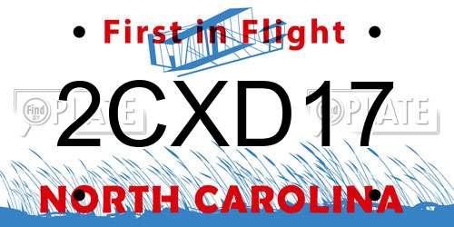 2CXD17 North Carolina License Plate