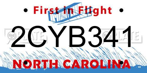 2CYB341 North Carolina License Plate