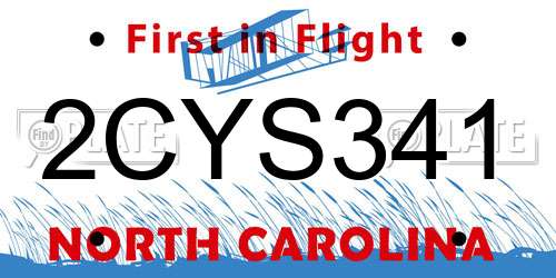 2CYS341 North Carolina License Plate