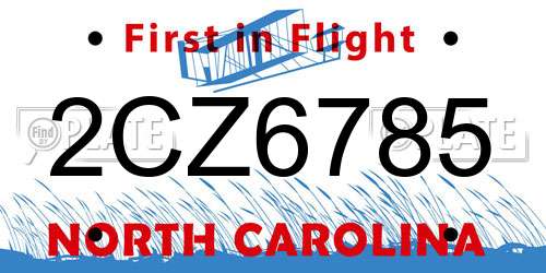 2CZ6785 North Carolina License Plate