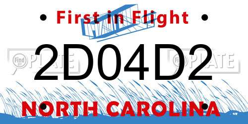 2D04D2 North Carolina License Plate
