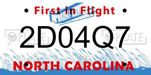 2D04Q7 North Carolina License Plate