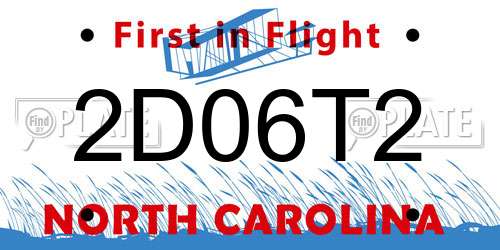 2D06T2 North Carolina License Plate