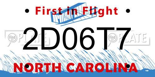 2D06T7 North Carolina License Plate